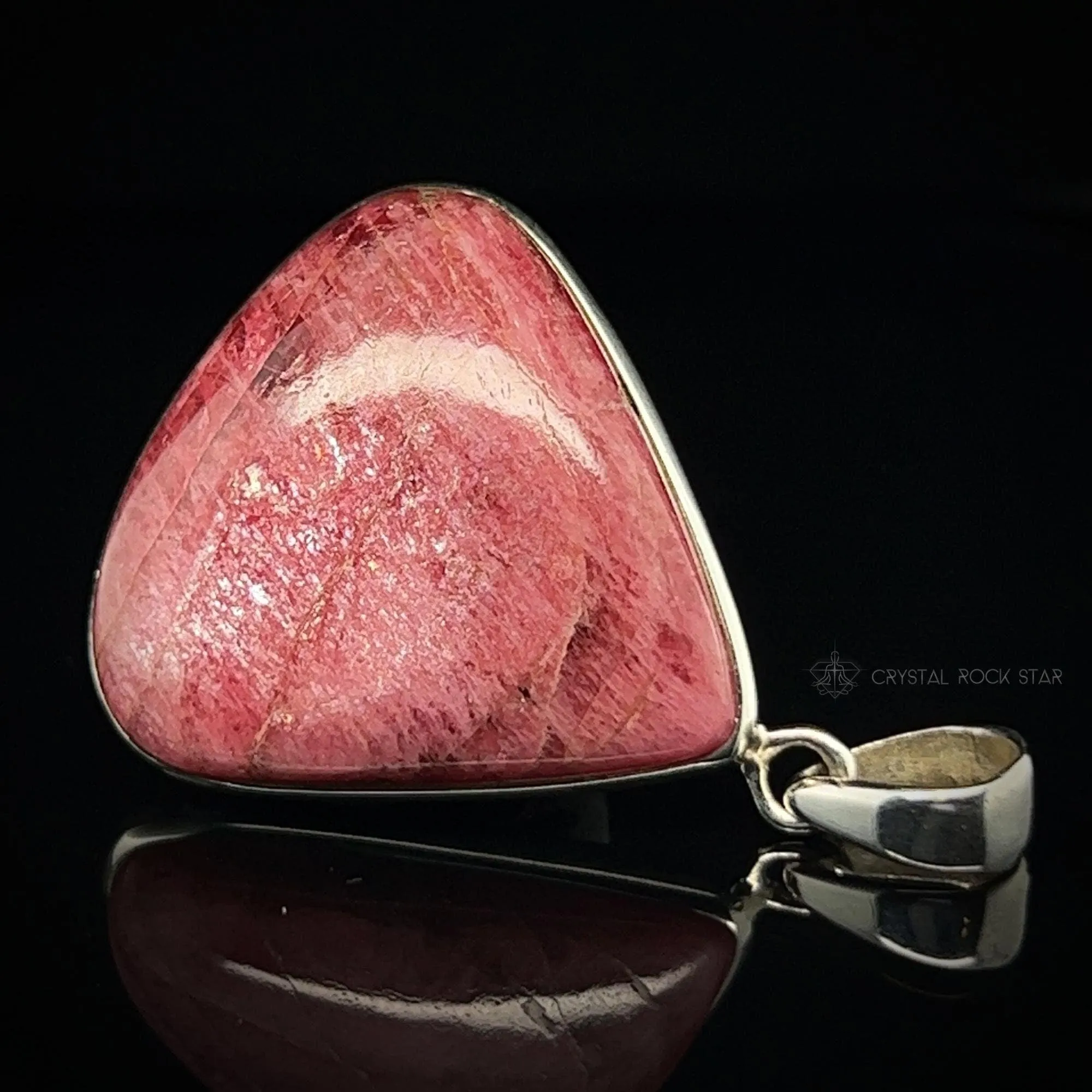 Rare Gem Rhodonite Crystal Pendant