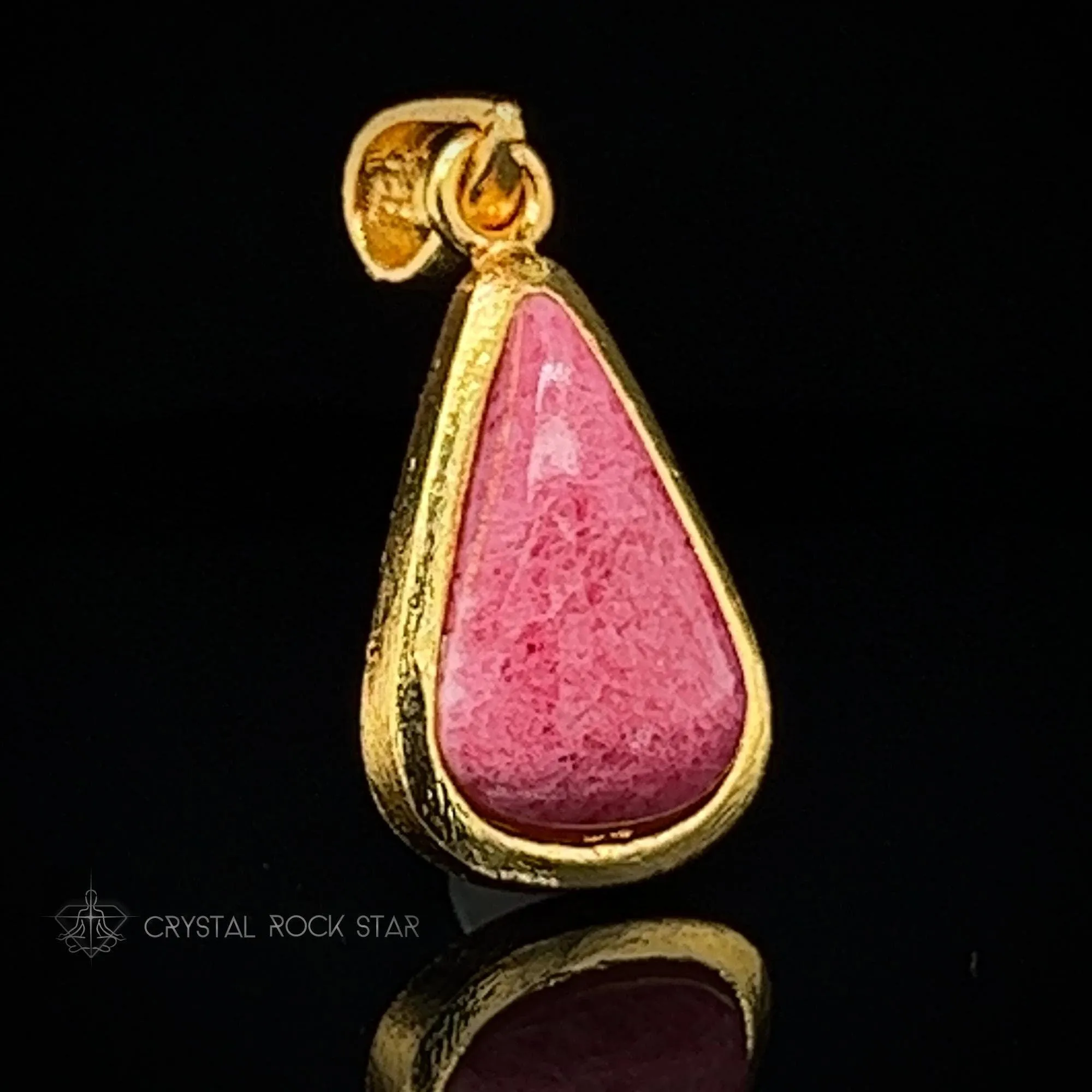 Rare Tugtupite Pink Fluorescent Gold Pendant