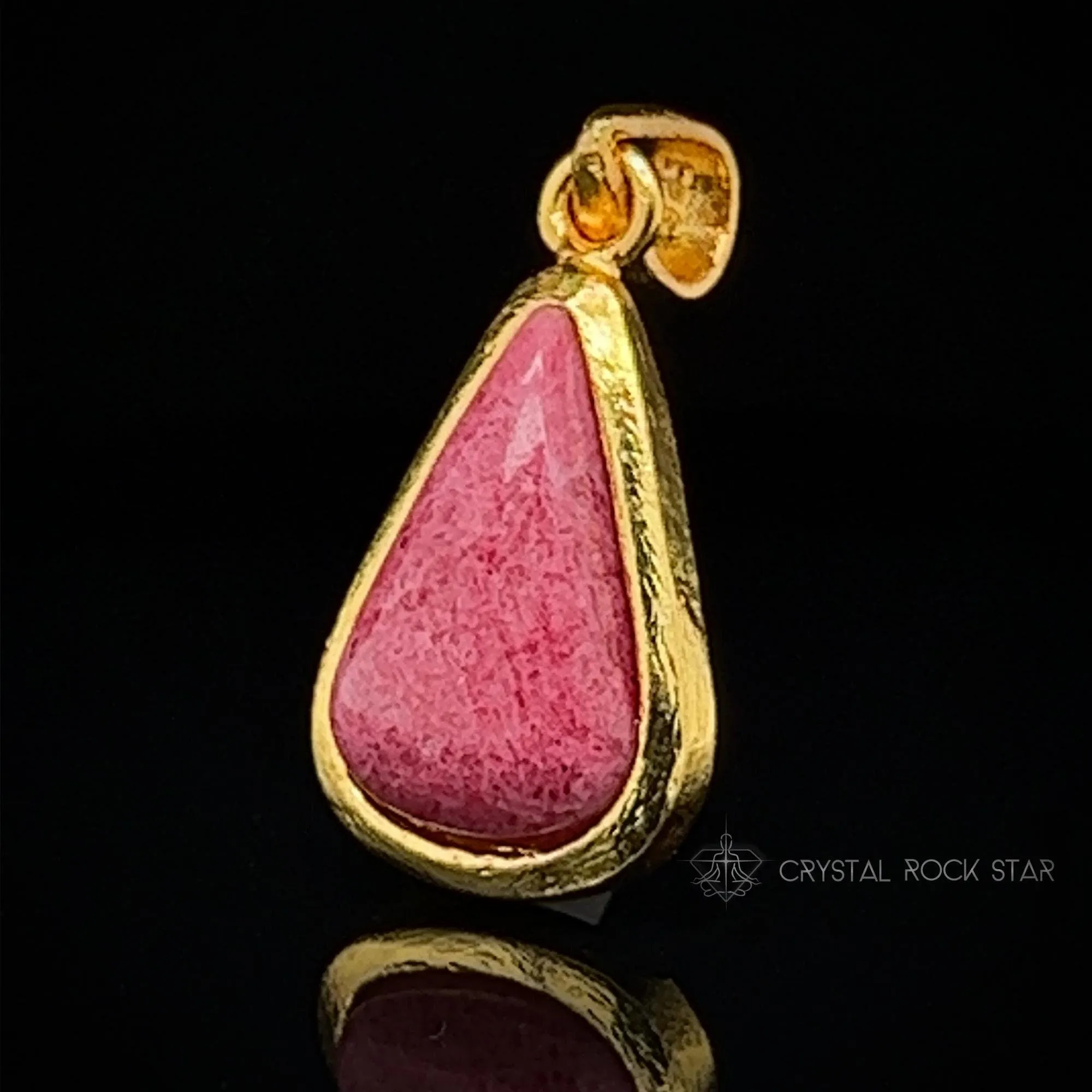 Rare Tugtupite Pink Fluorescent Gold Pendant