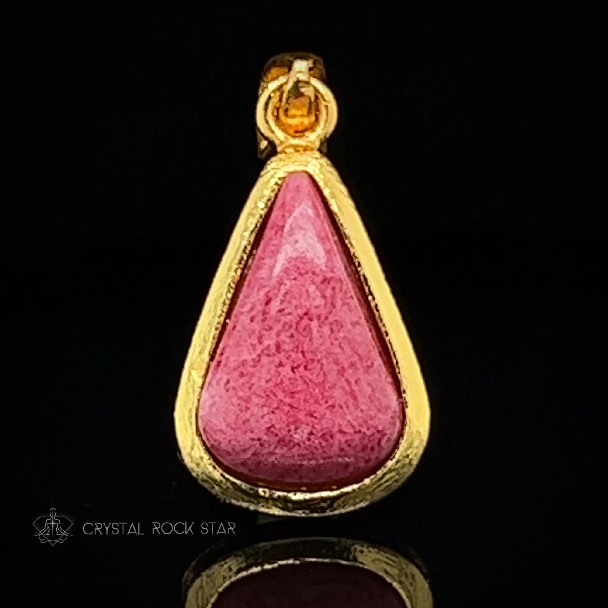Rare Tugtupite Pink Fluorescent Gold Pendant
