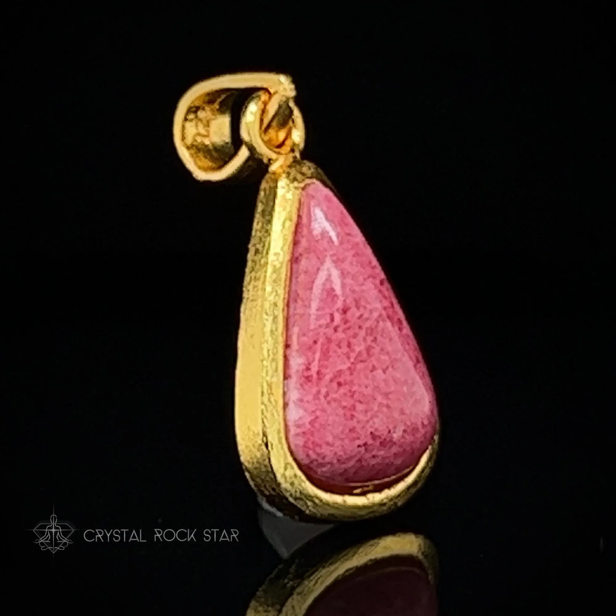Rare Tugtupite Pink Fluorescent Gold Pendant