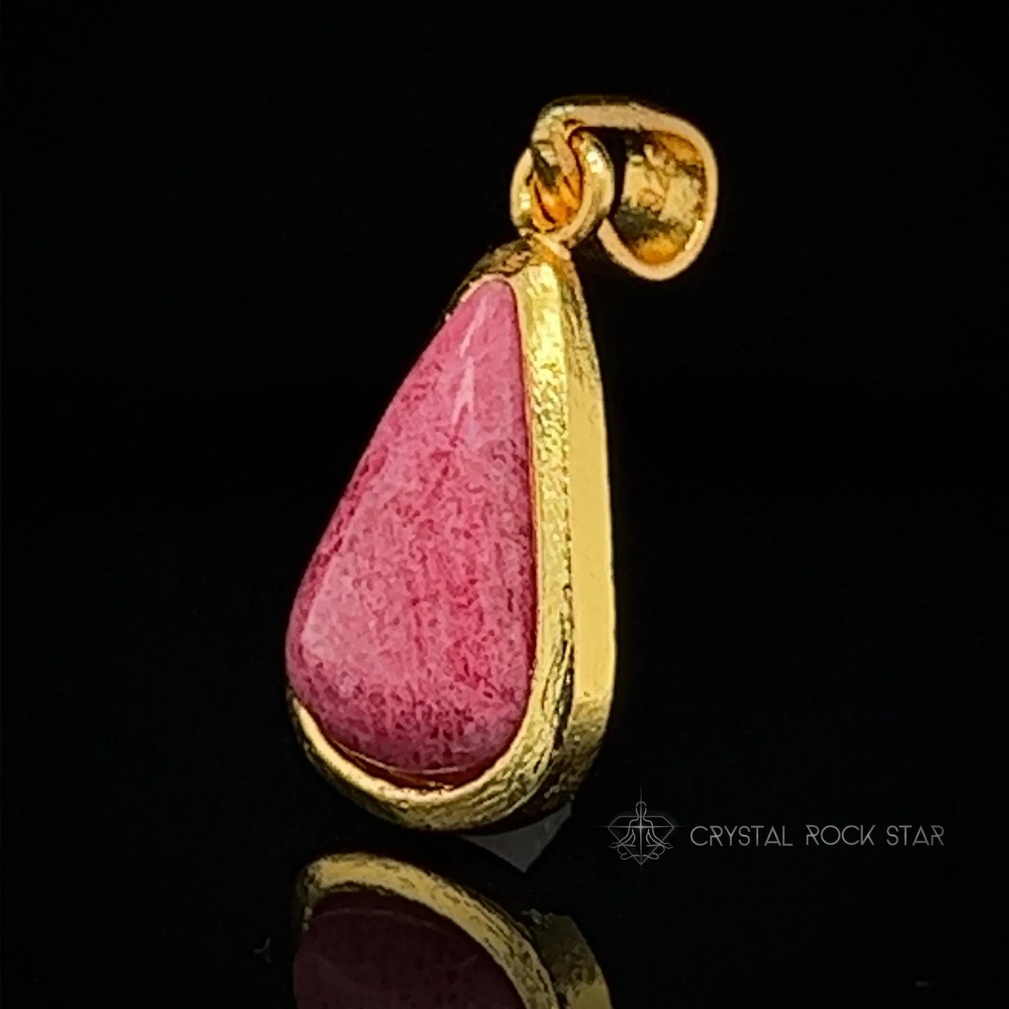 Rare Tugtupite Pink Fluorescent Gold Pendant