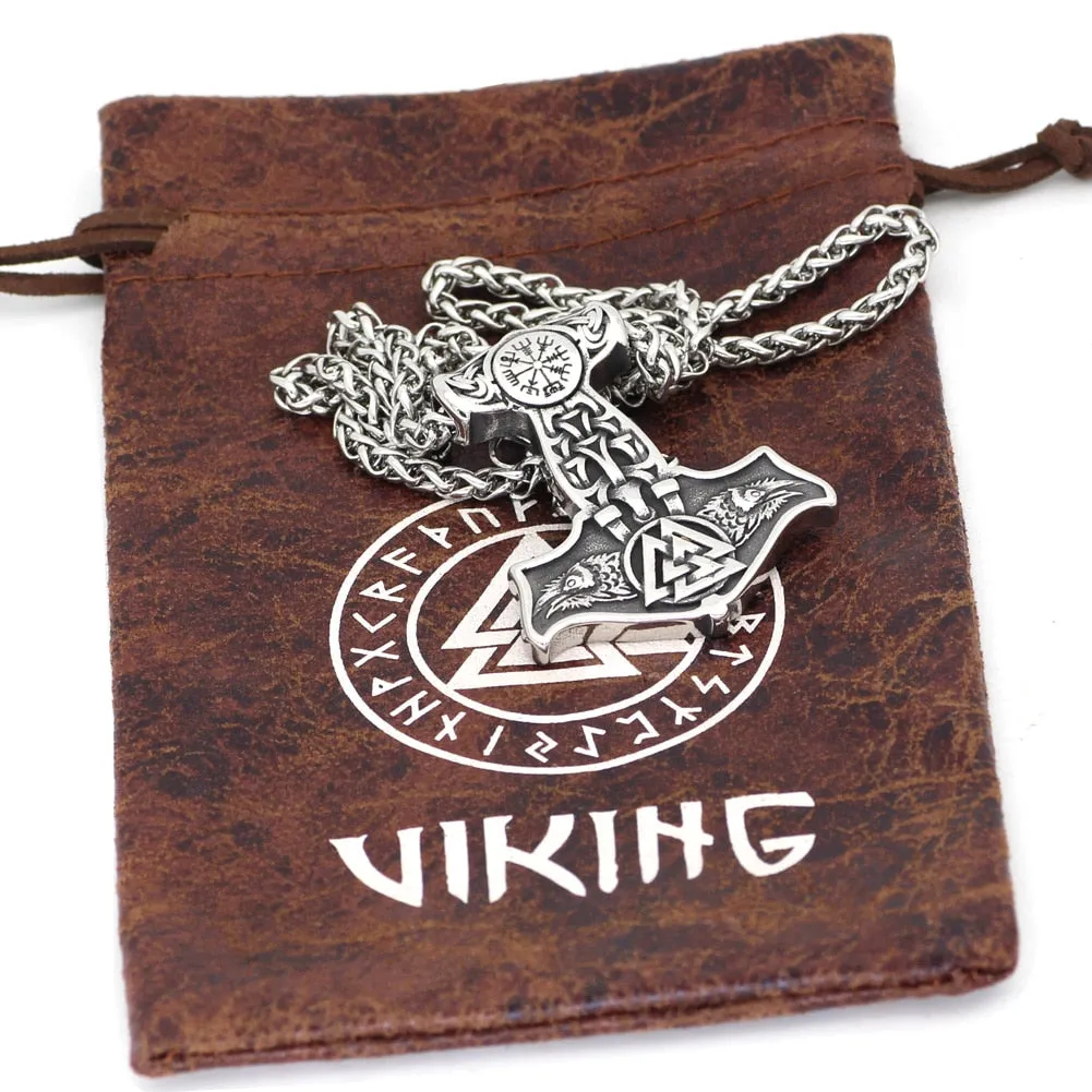 Ravens of Odin Mjolnir Necklace