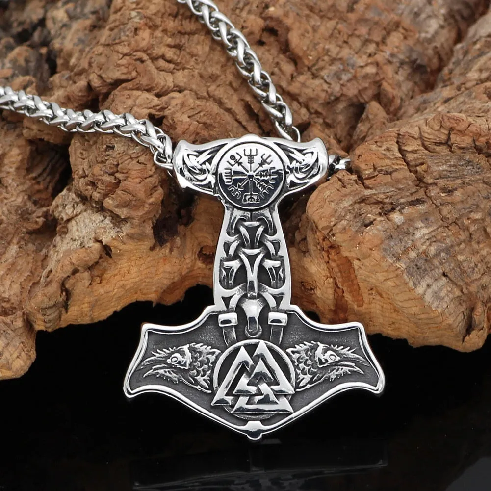 Ravens of Odin Mjolnir Necklace