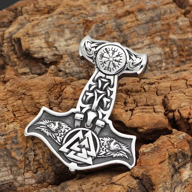 Ravens of Odin Mjolnir Necklace
