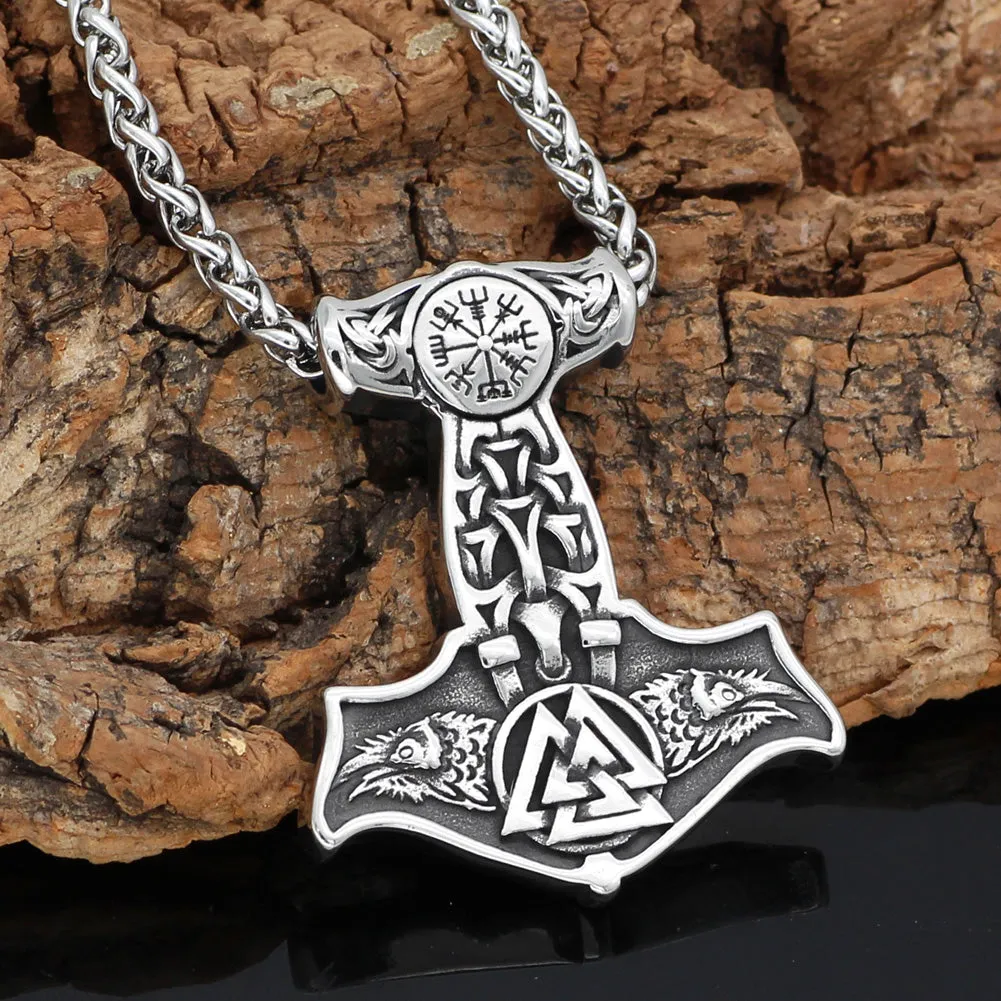 Ravens of Odin Mjolnir Necklace