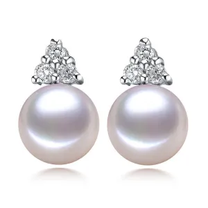 Real natural pearl earring 925 silver jewelry,wedding freshwater pearl earrings for women pendient girl birthday best gift white