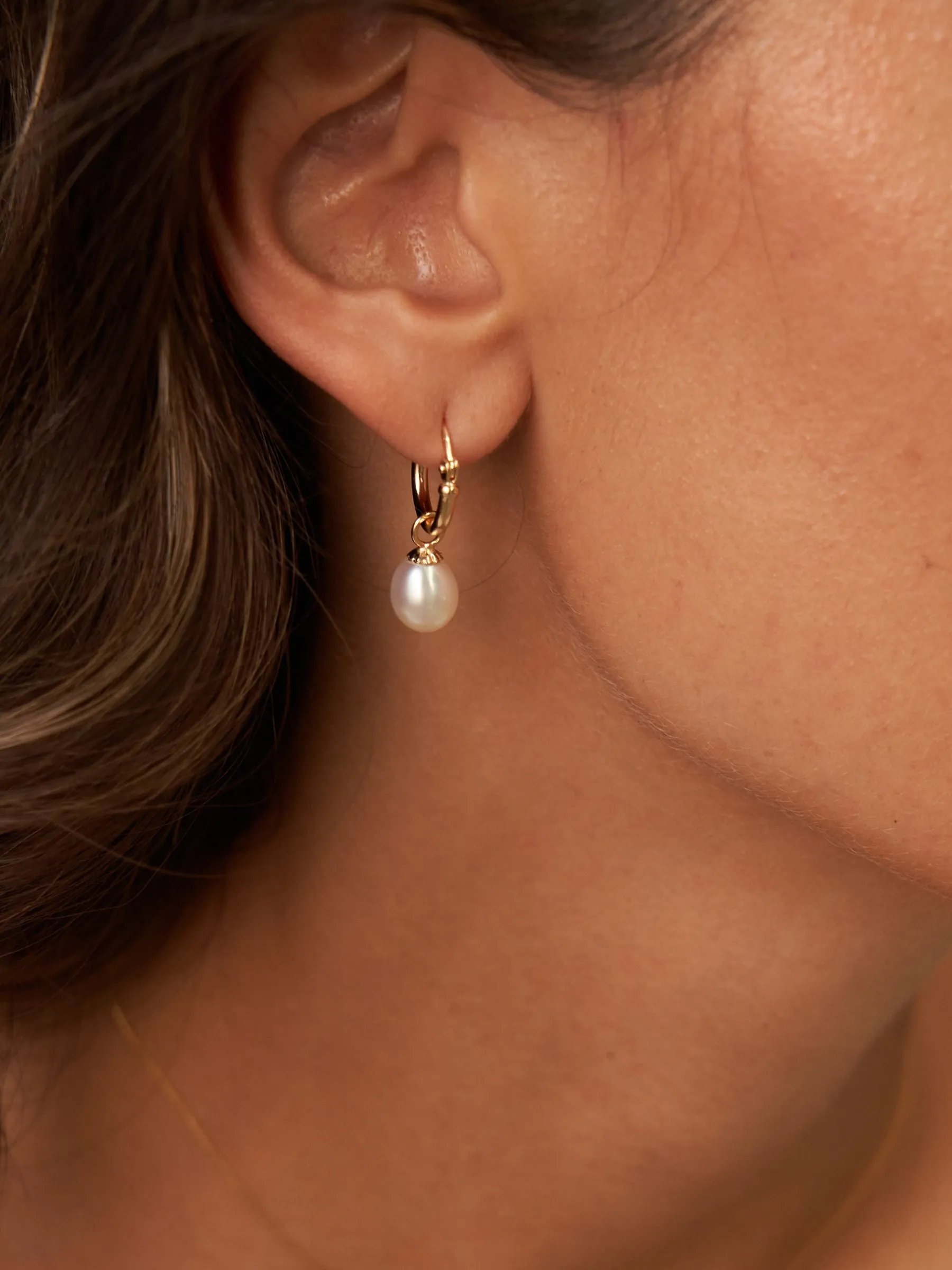 Rebecca | Small Pearl Drop Hoops