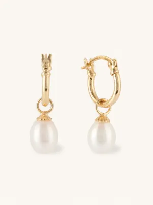 Rebecca | Small Pearl Drop Hoops
