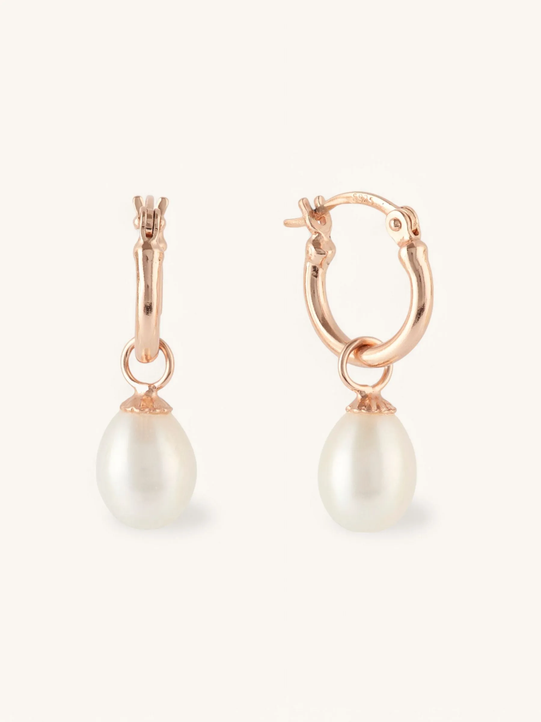 Rebecca | Small Pearl Drop Hoops