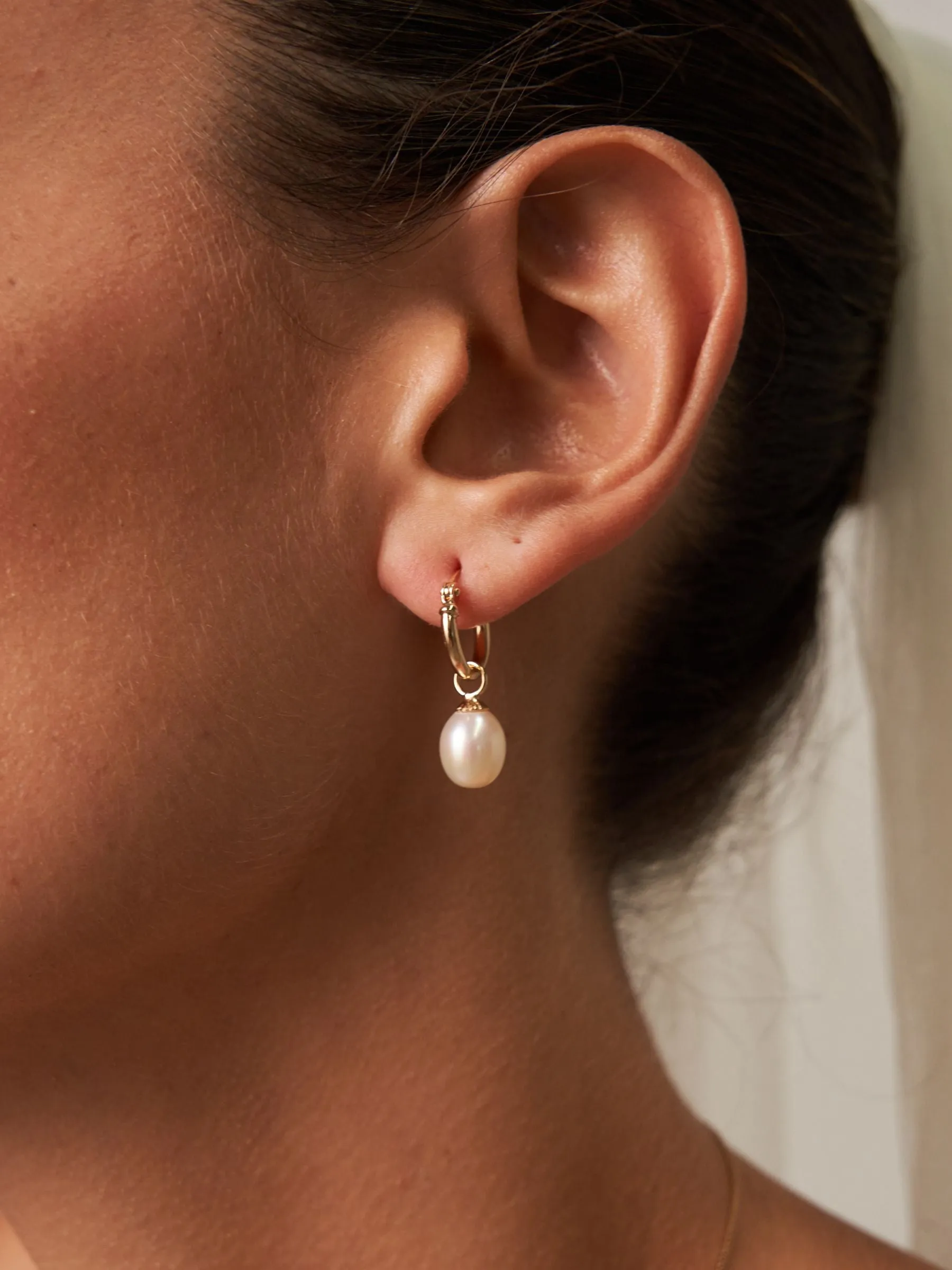 Rebecca | Small Pearl Drop Hoops