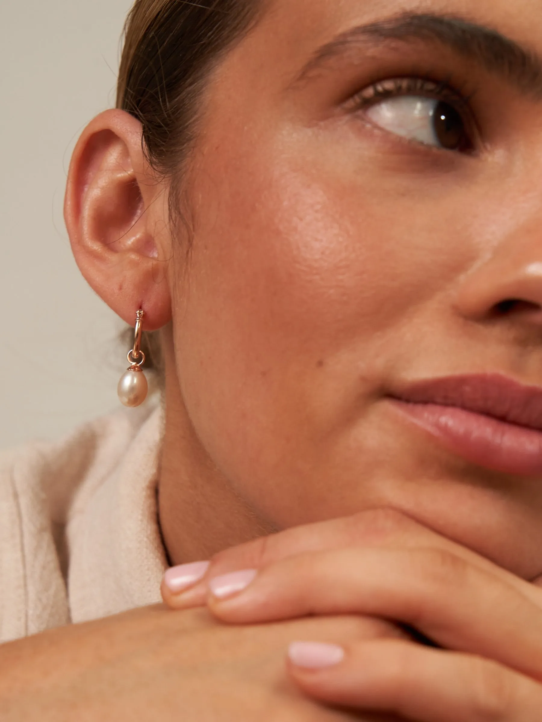 Rebecca | Small Pearl Drop Hoops