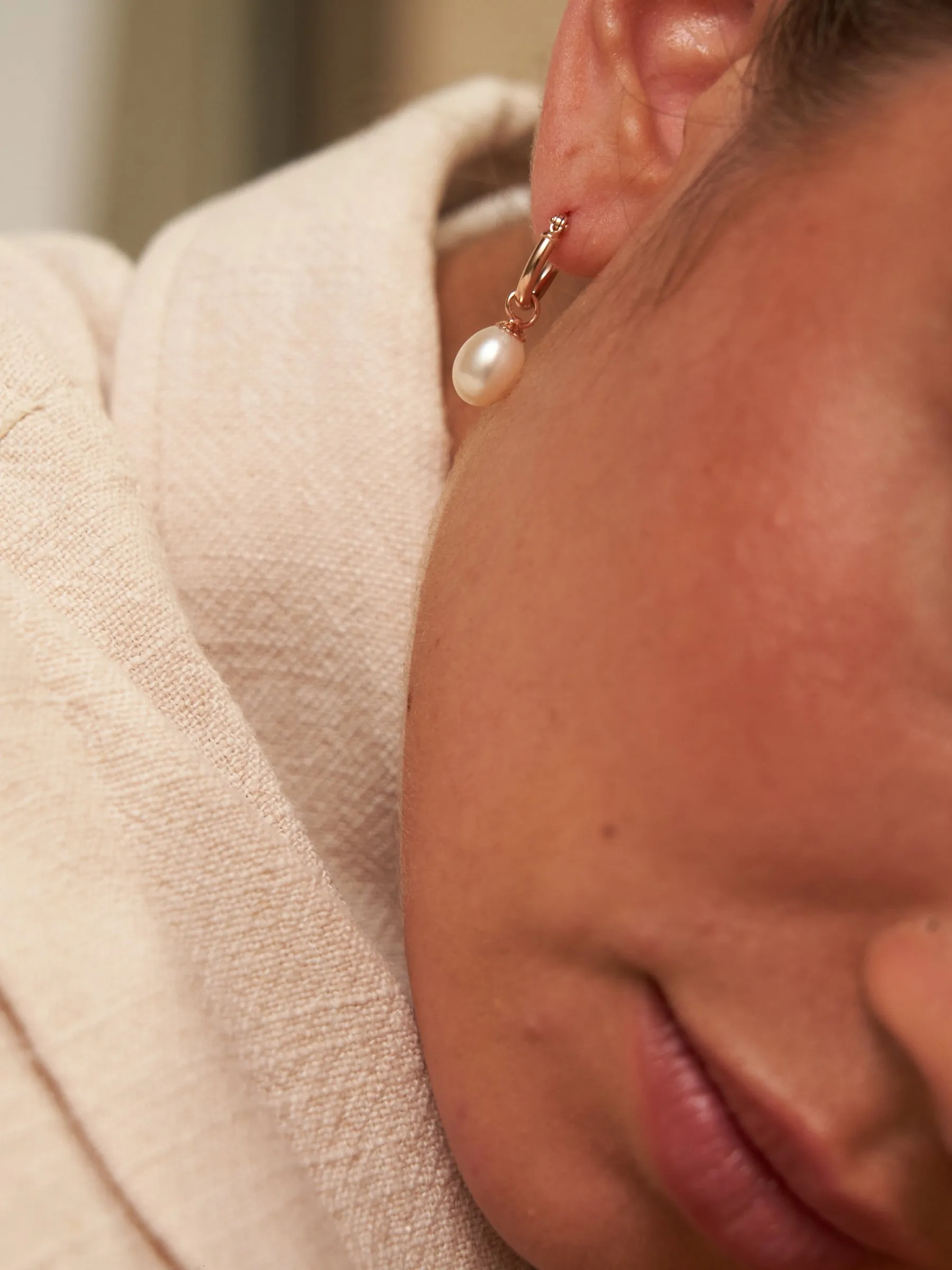 Rebecca | Small Pearl Drop Hoops