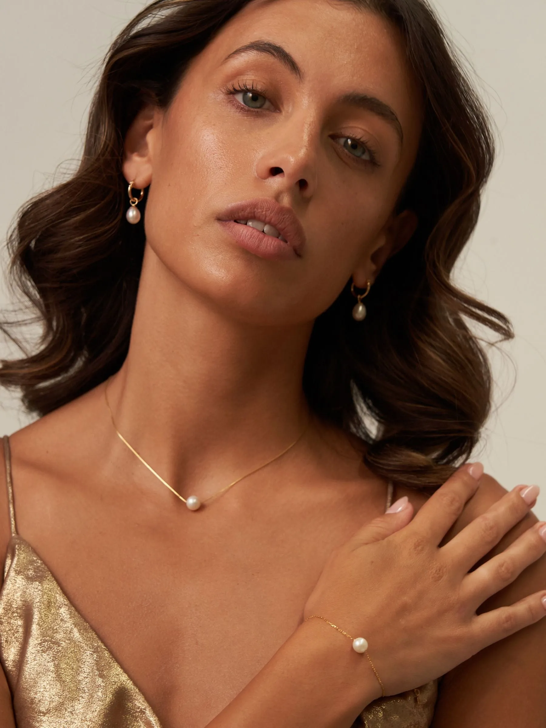 Rebecca | Small Pearl Drop Hoops