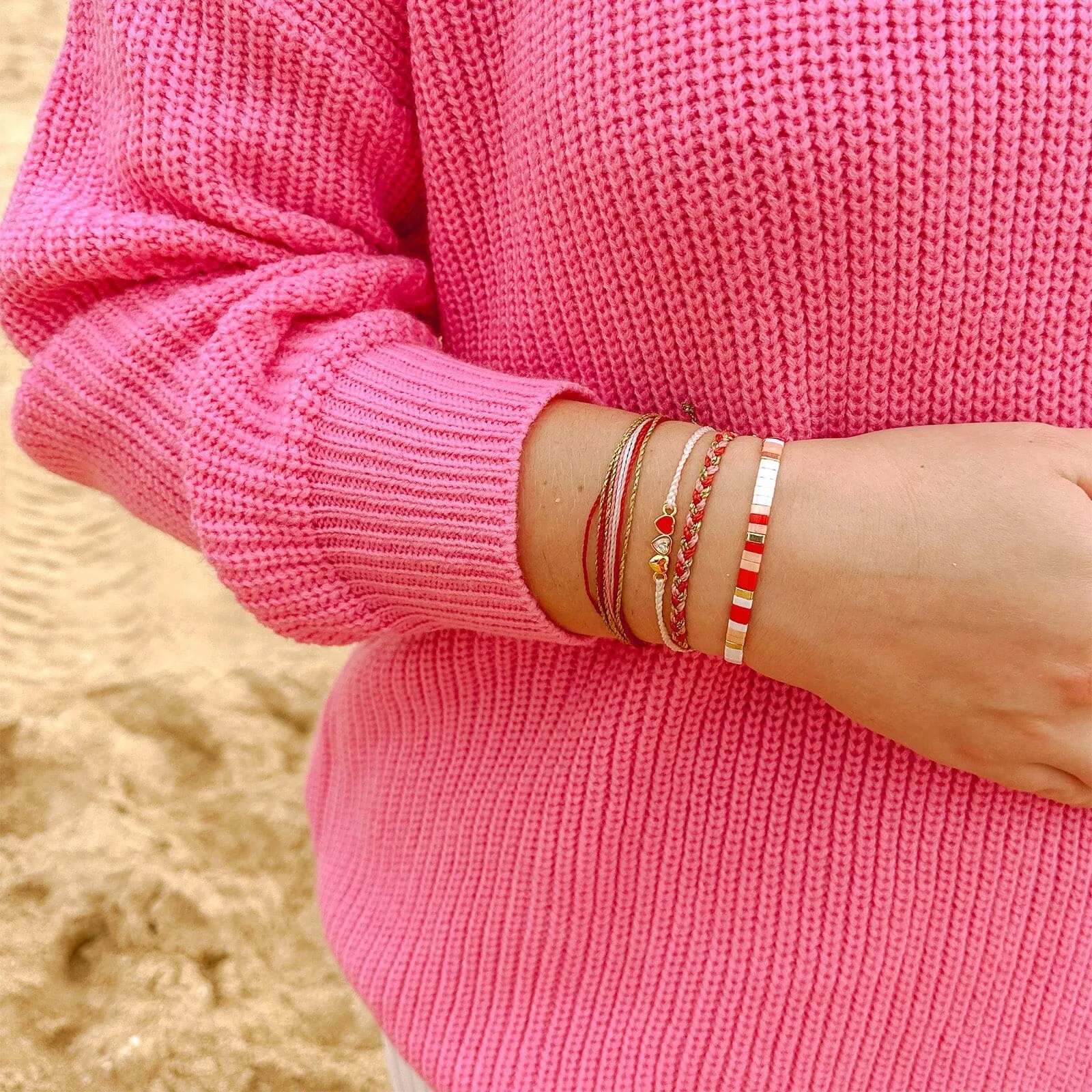 Red Cross XOXO Mixed Mini Braided Bracelet