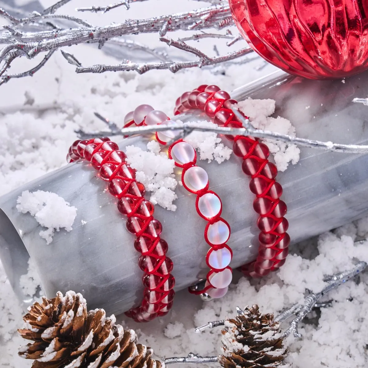 Red | Rainbow White | Silver | Mermaid Glass Charmballa Bracelet