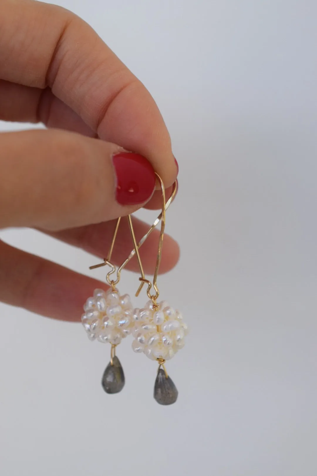 Redeemed, Pearl Cluster Drop Earrings