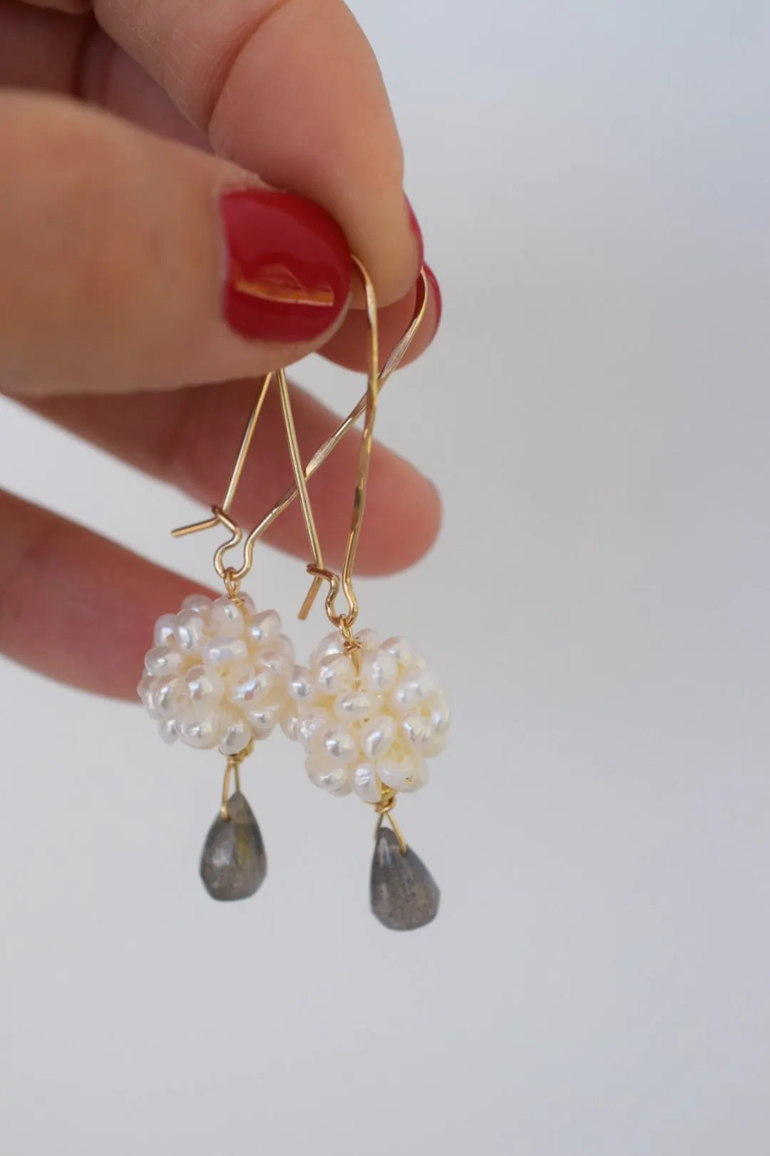 Redeemed, Pearl Cluster Drop Earrings