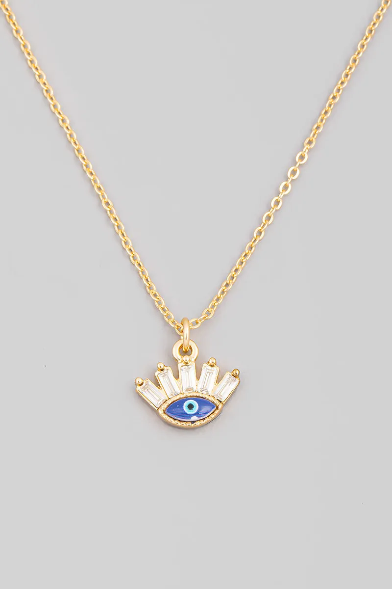 Rhinestone Evil Eye Necklace