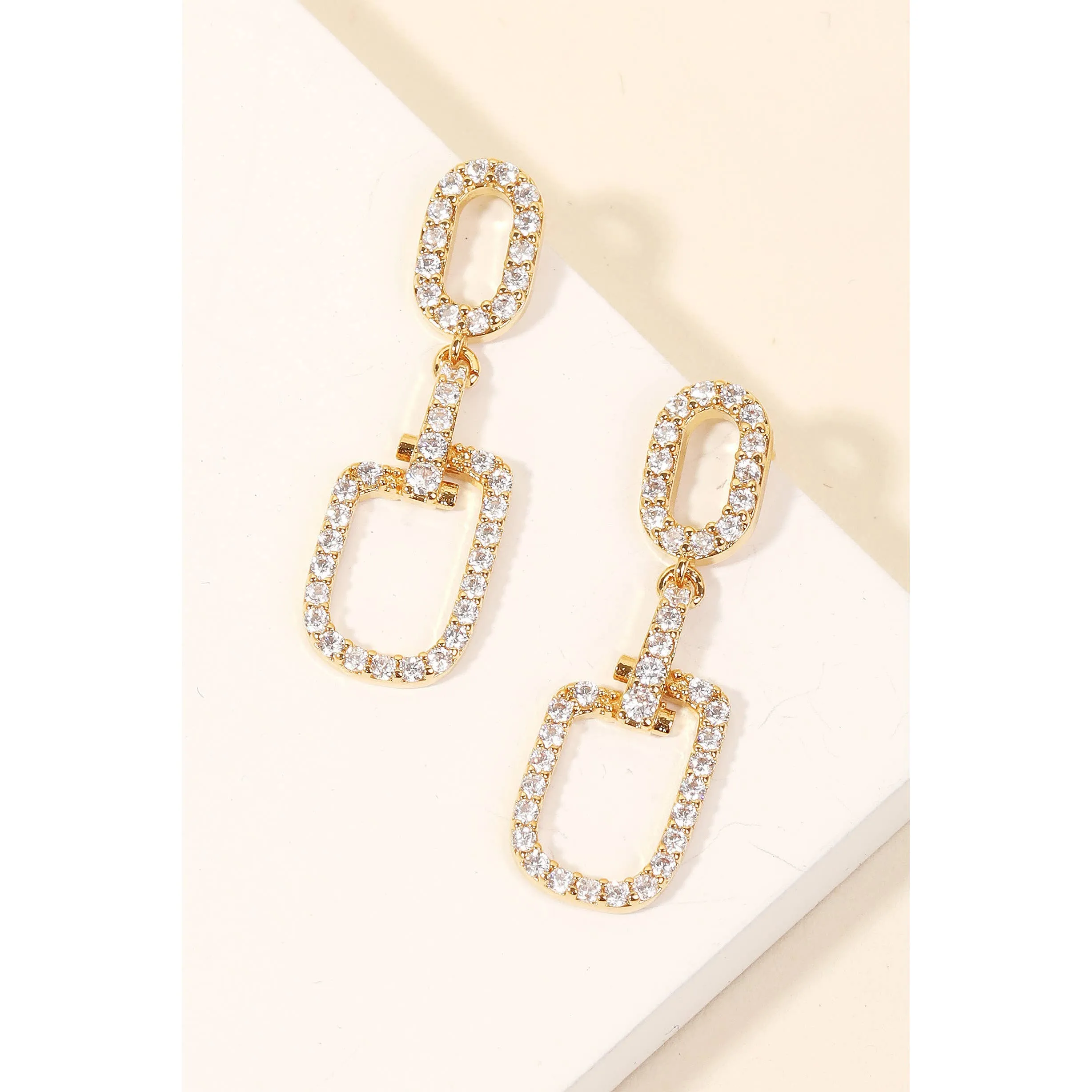 Rhinestone Trim Oval Drop Earrings