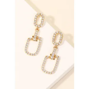 Rhinestone Trim Oval Drop Earrings