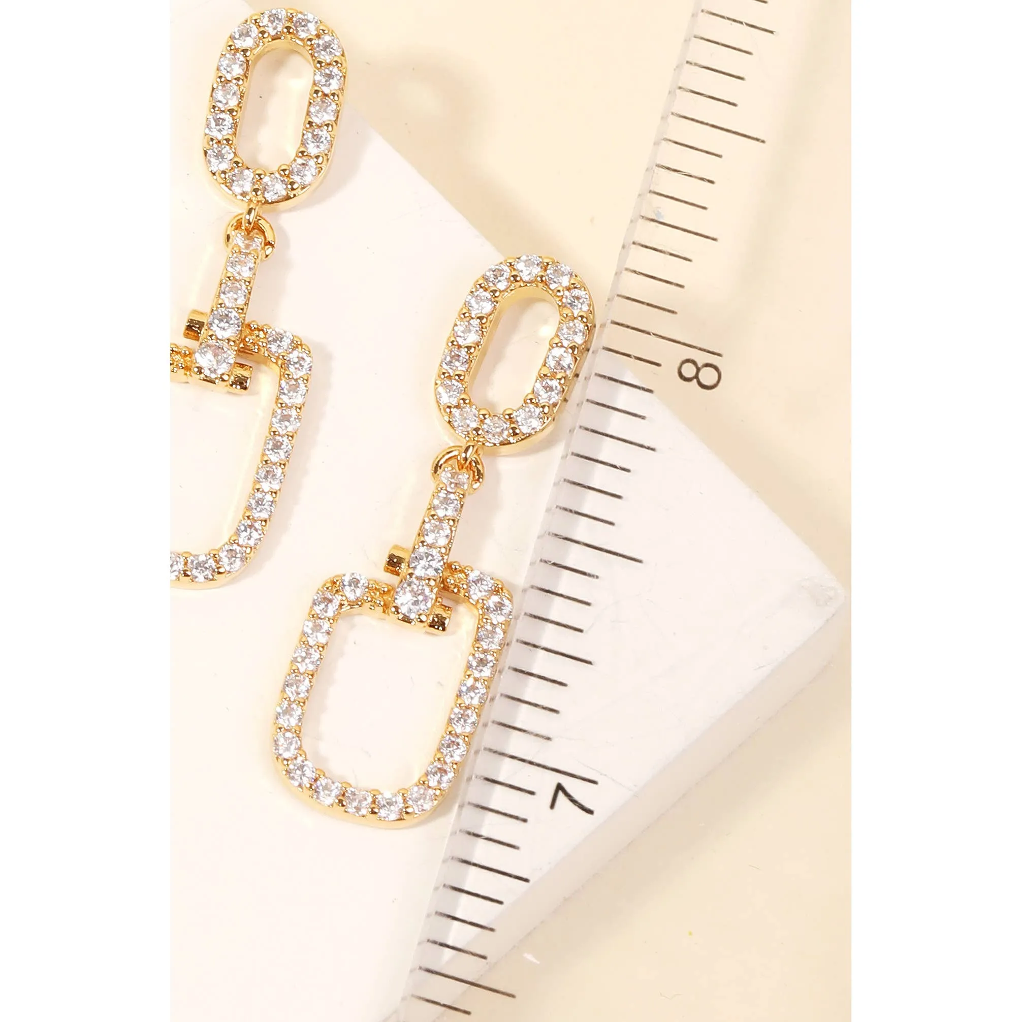 Rhinestone Trim Oval Drop Earrings
