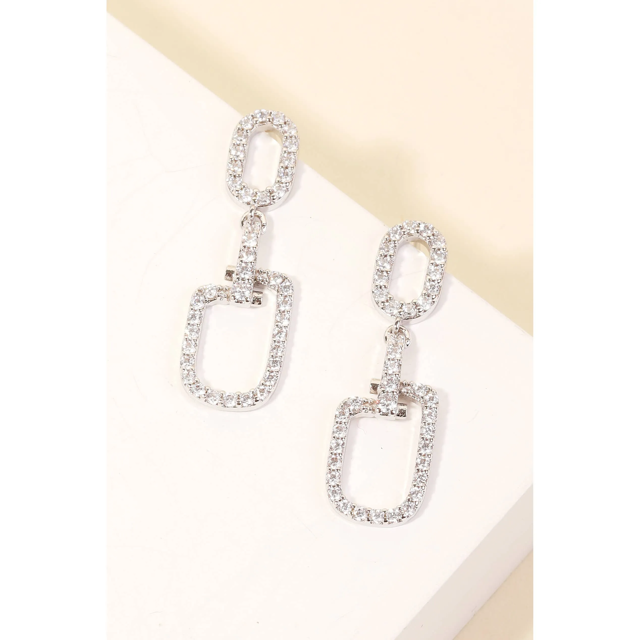 Rhinestone Trim Oval Drop Earrings