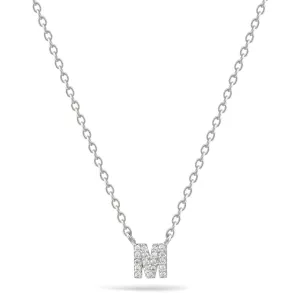 RHODIUM LETTER "M" CRYSTAL PENDANT NECKLACE #N5117RHD-M (DB3)