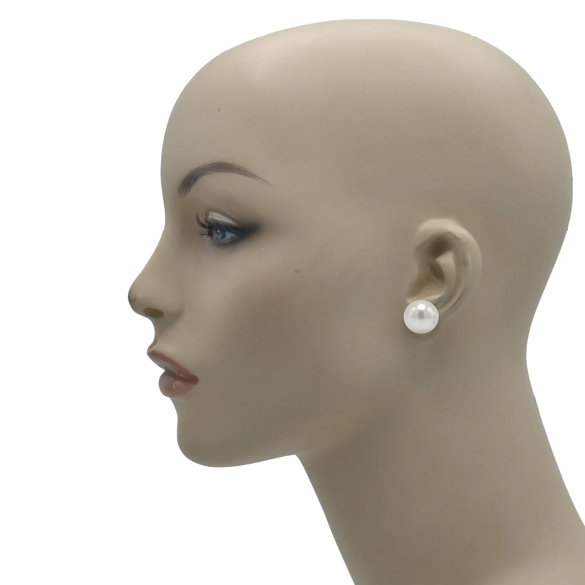 Rhodium White 16Mm Pearl Stud Earring #HNE90895-16MMRDWH(EH1)