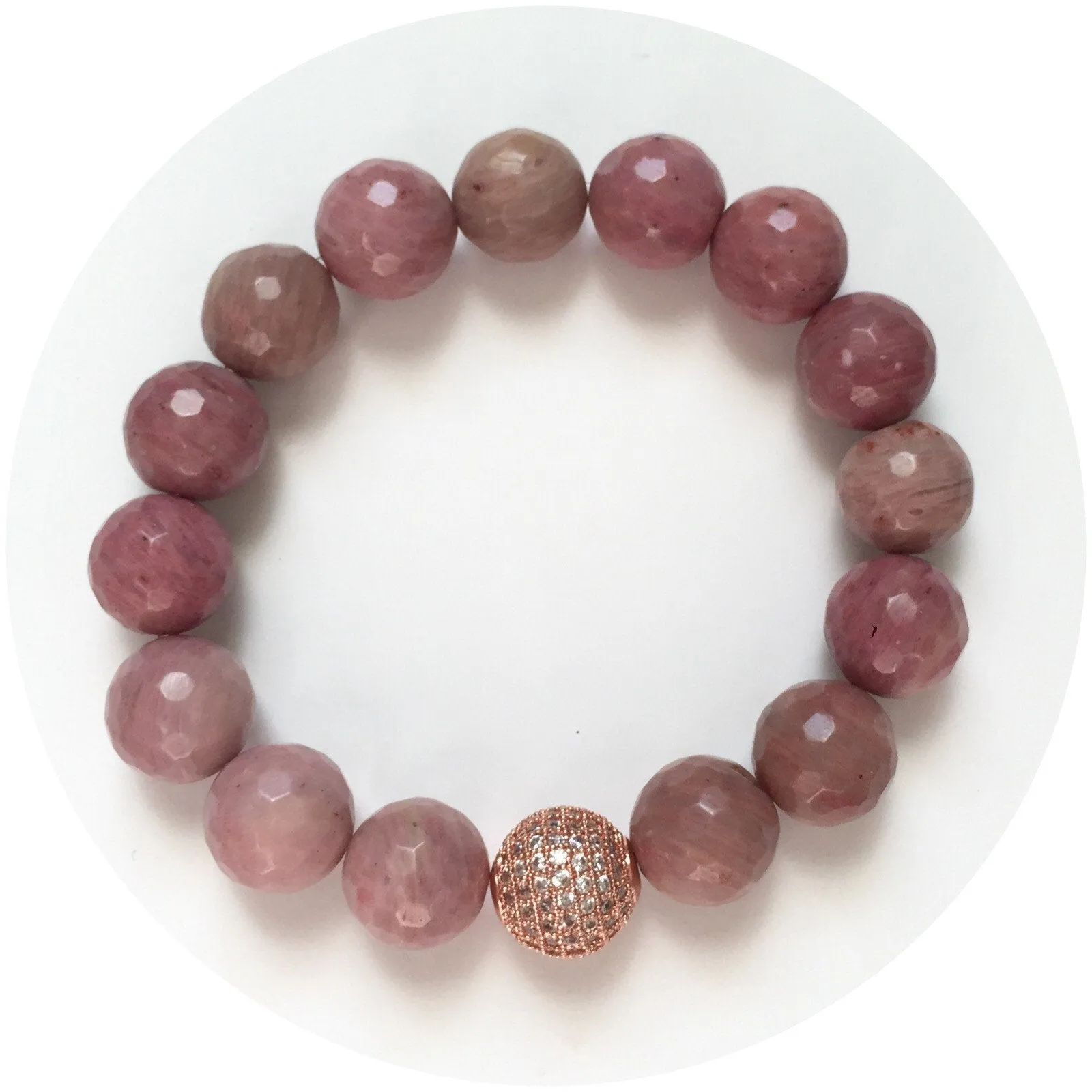 Rhodonite with Micro Pavé Rose Gold