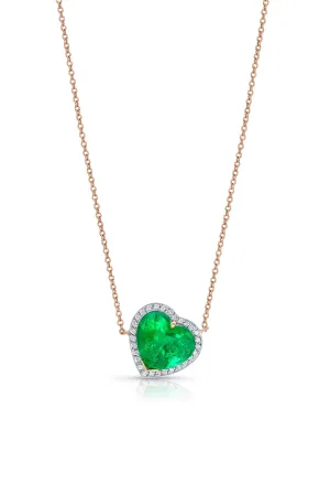 Rivière 18k Gold Platinum Emerald Heart Shaped Necklace