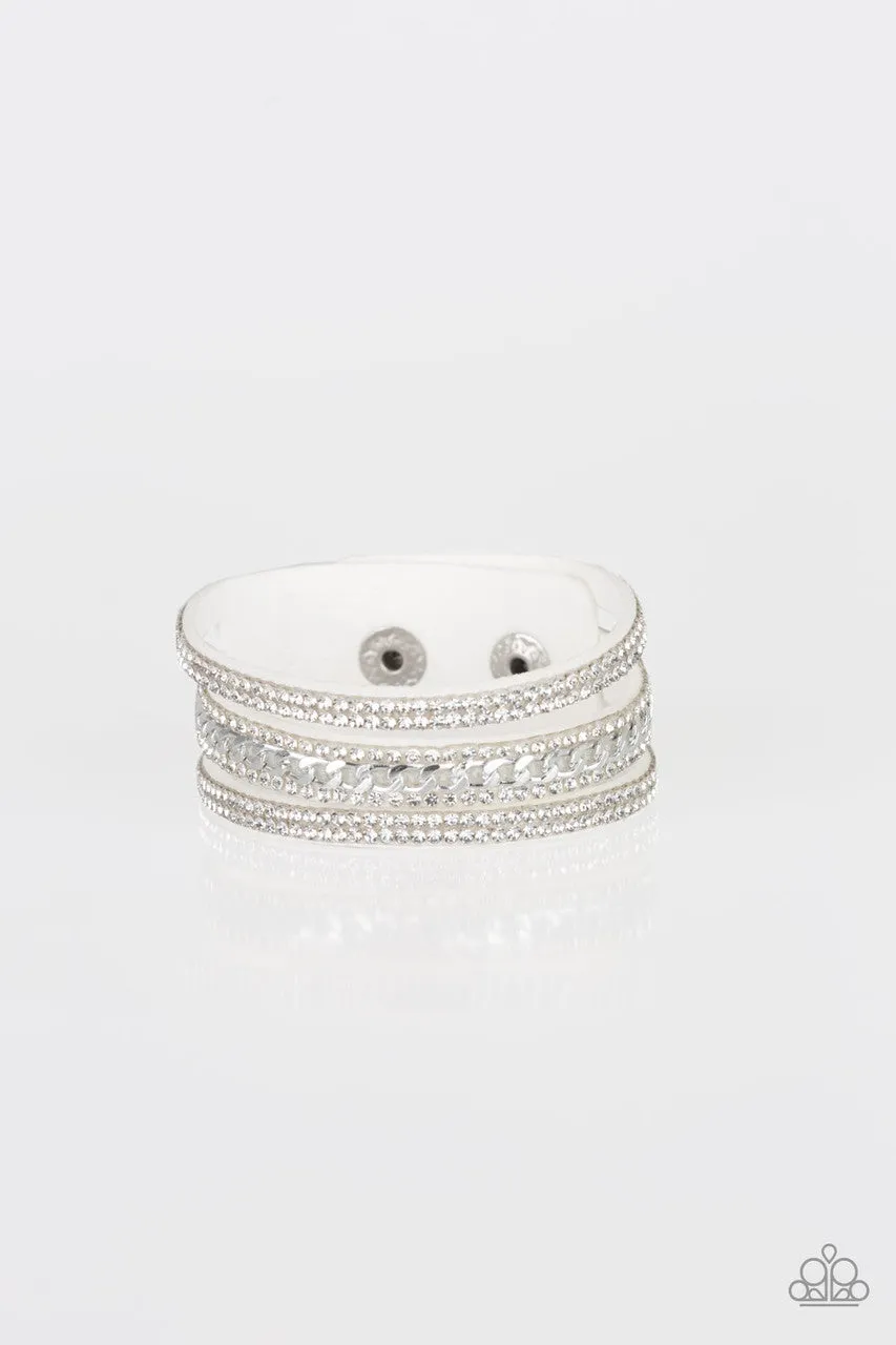 Rollin in Rhinestones White Paparazzi Bracelet