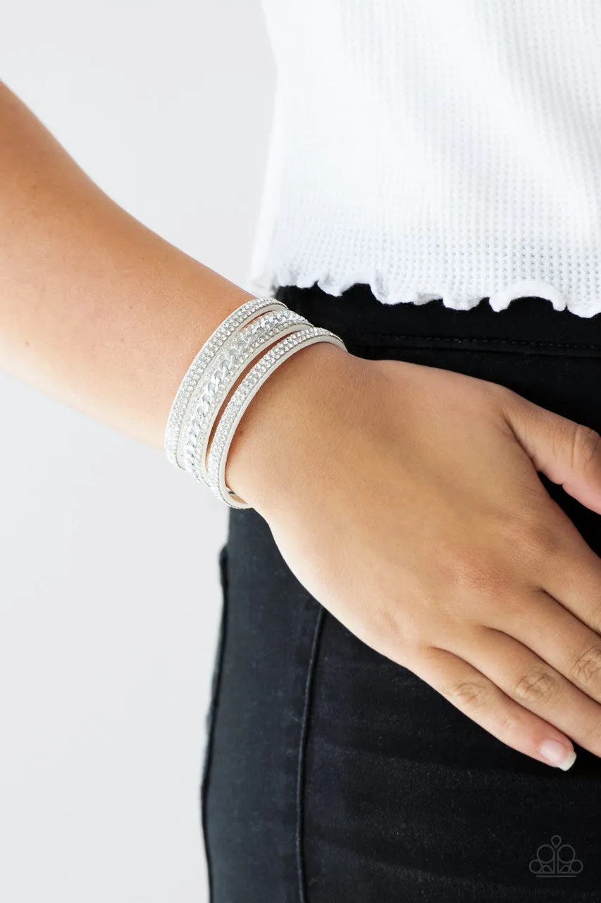 Rollin in Rhinestones White Paparazzi Bracelet