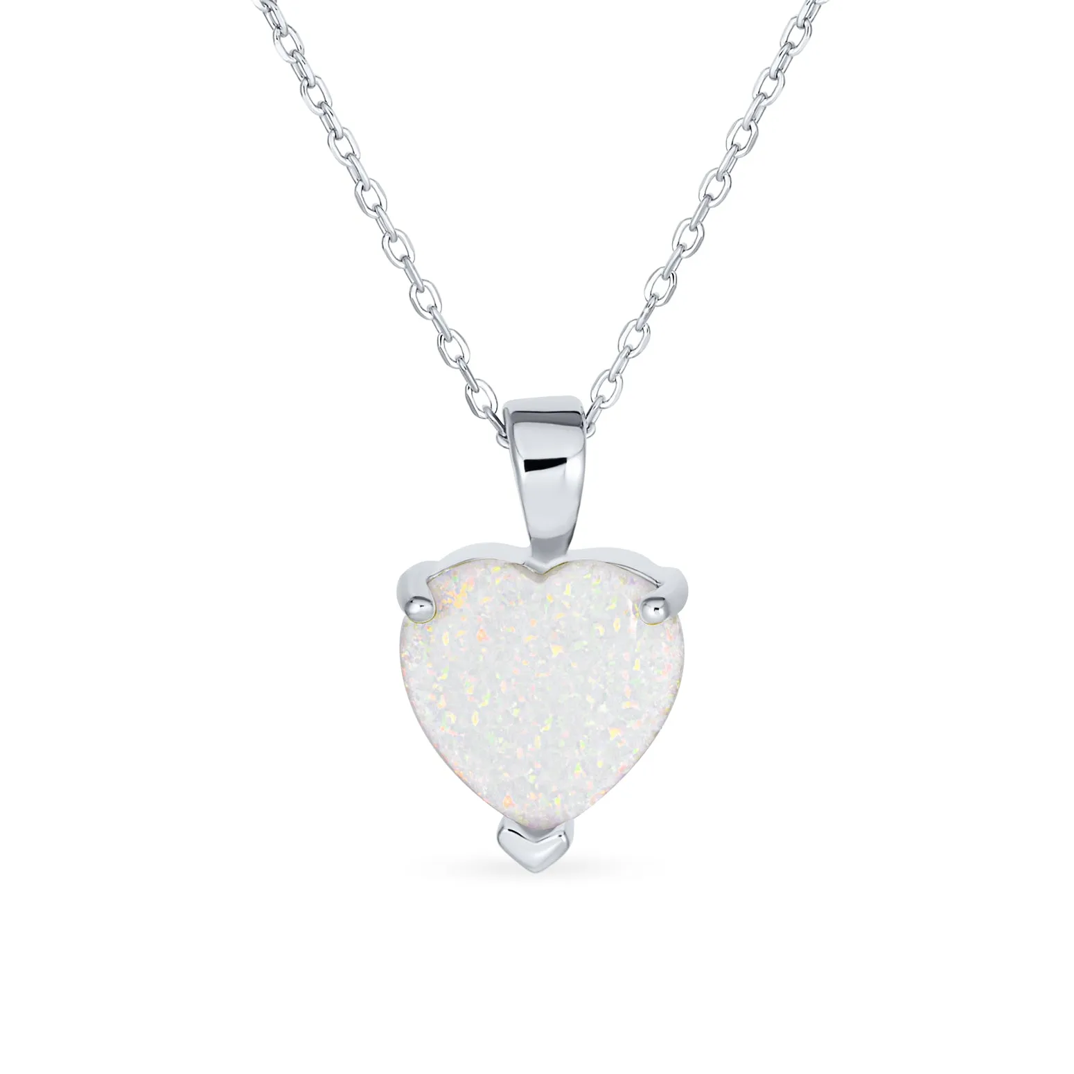 Romantic Bridal Opal Heart Pendant Necklace and Stud Earrings Sterling Silver