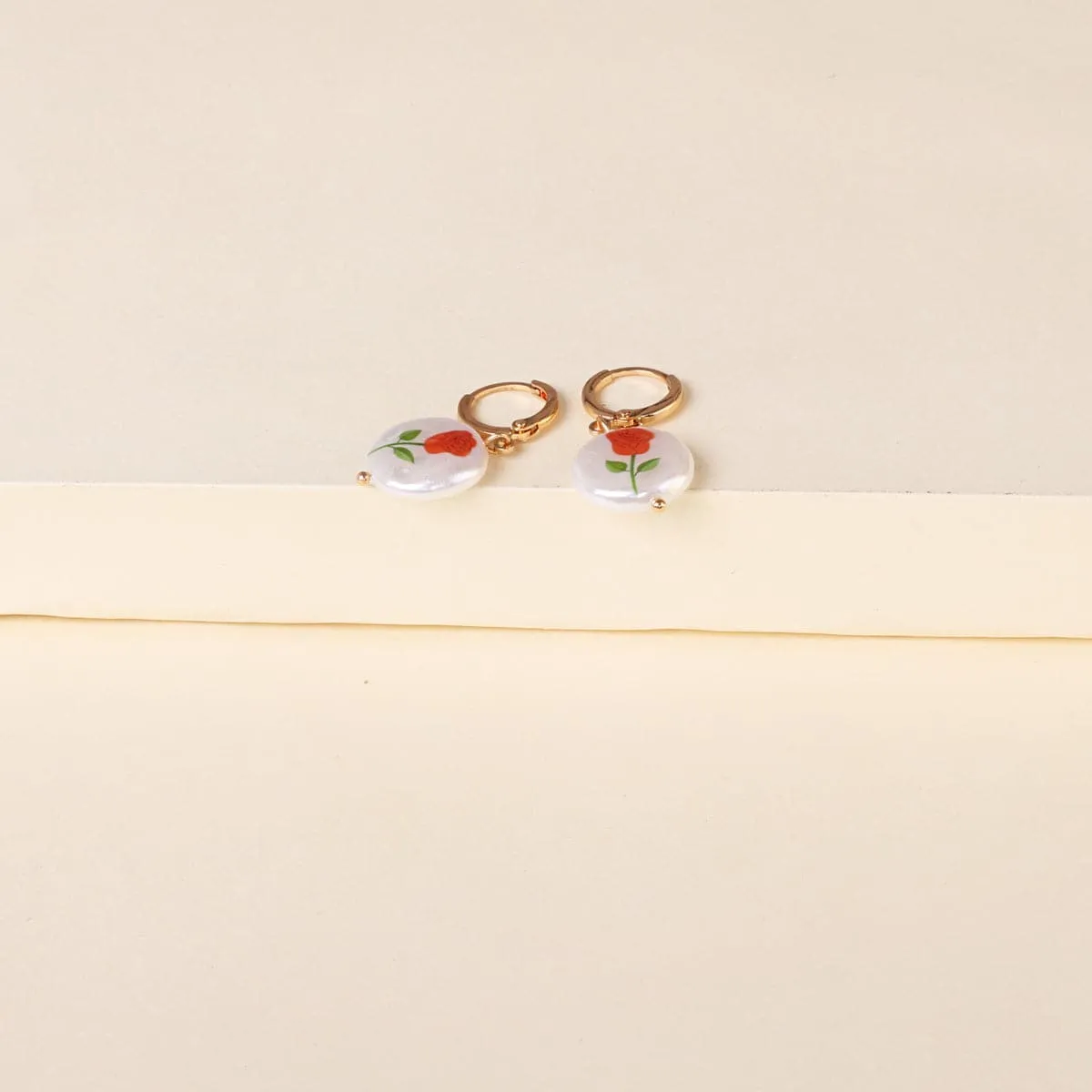 Rose Floral Pearl & 18K Gold-Plated Drop Earrings