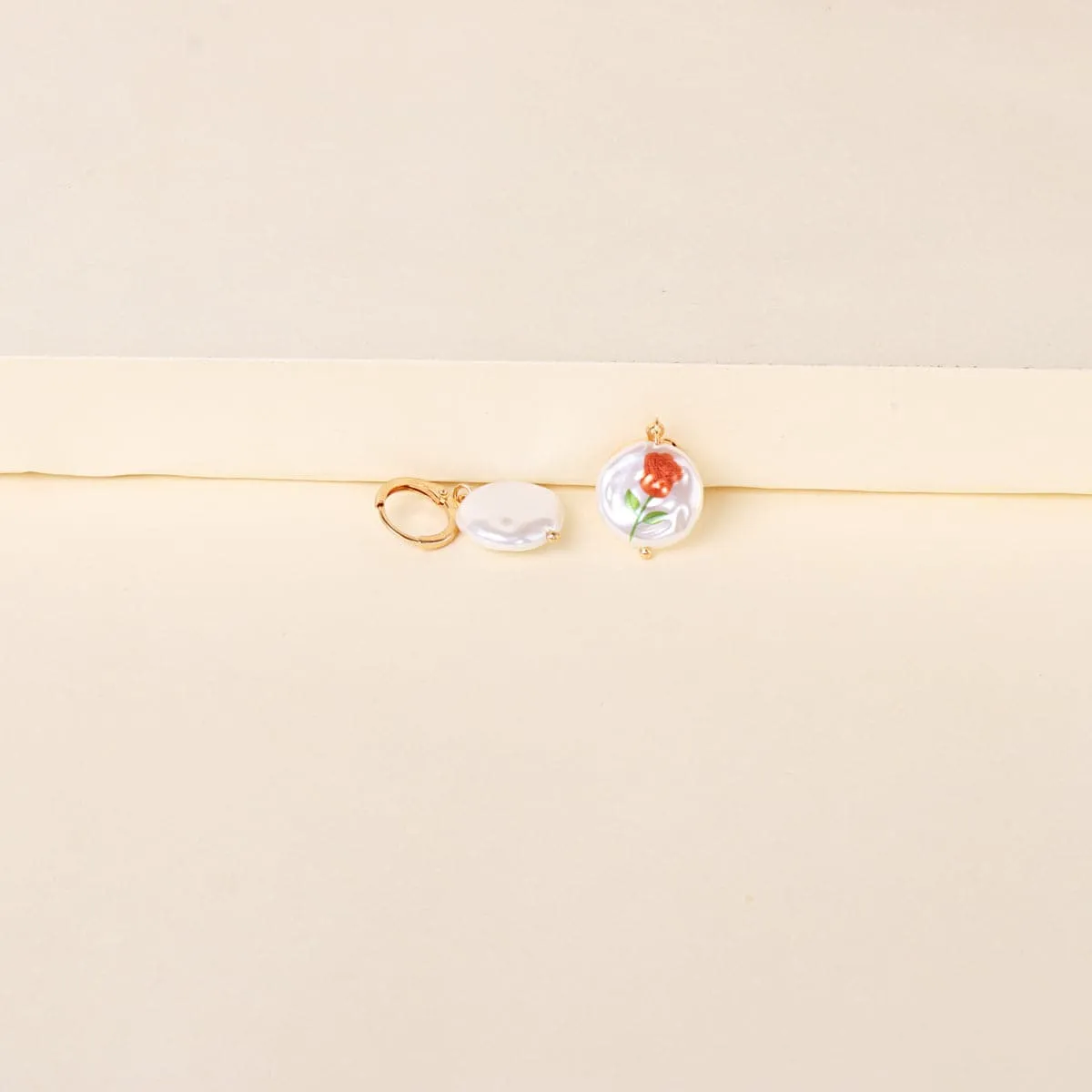 Rose Floral Pearl & 18K Gold-Plated Drop Earrings
