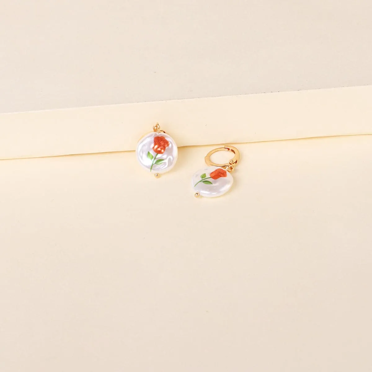 Rose Floral Pearl & 18K Gold-Plated Drop Earrings