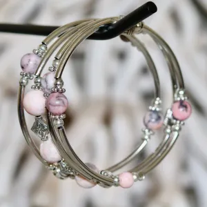 Rose Quartz Zebra Stone Layered Bracelet – Soft & Feminine
