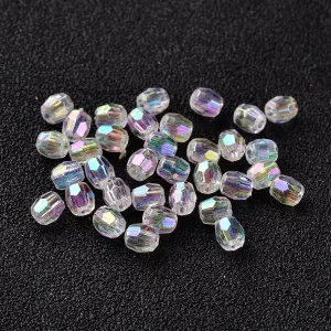 Round Facet 4mm Trans Crystal AB Per Gram