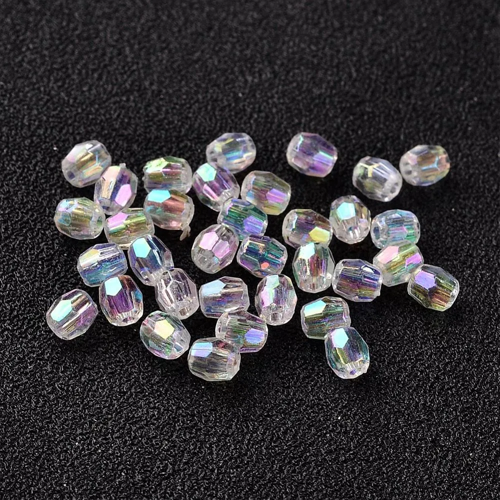 Round Facet 4mm Trans Crystal AB Per Gram