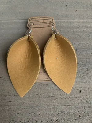 Rustic Mustard Nubuck Leather Earrings