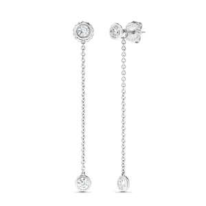 Sabel Collection 18K White Gold Chain Diamond Drop Earrings in 1.00cttw