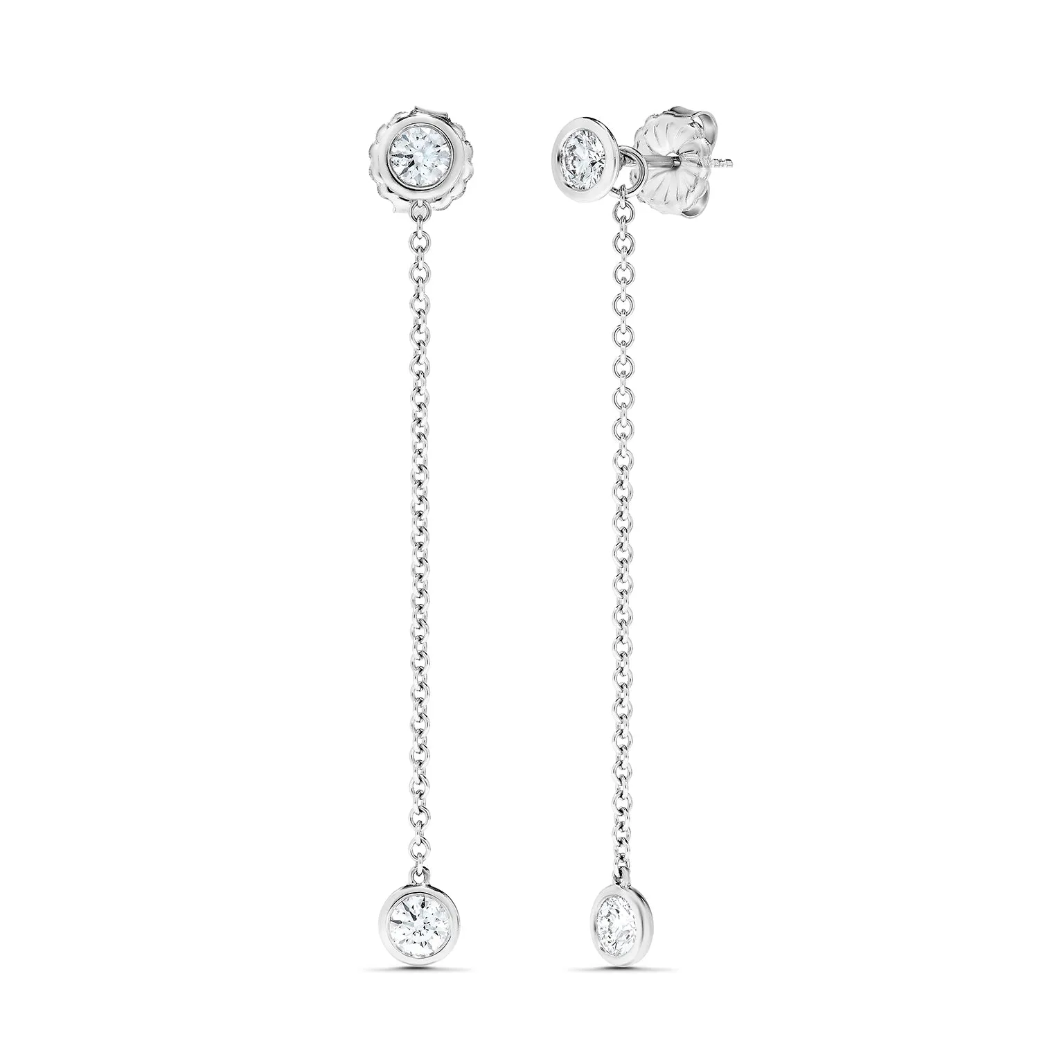 Sabel Collection 18K White Gold Chain Diamond Drop Earrings in 1.00cttw