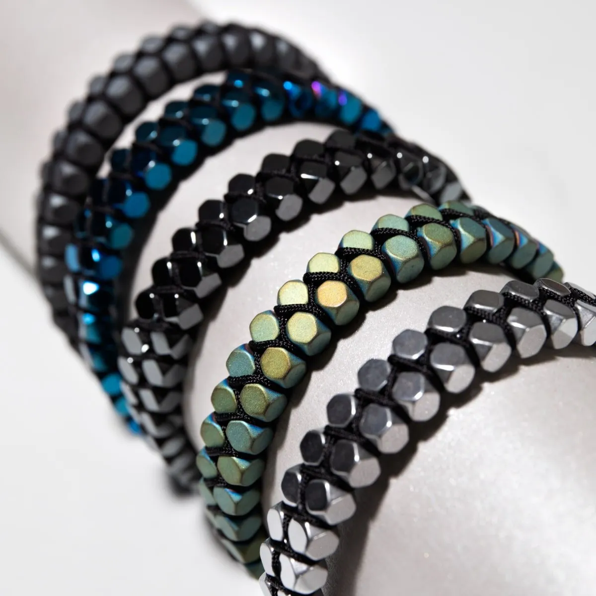 Sacred Geom | Hematite | Gunmetal | Octahedron Bracelet