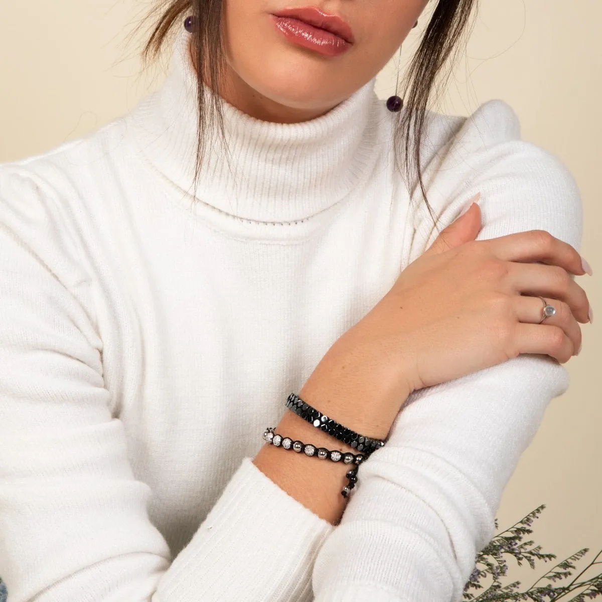 Sacred Geom | Hematite | Gunmetal | Octahedron Bracelet