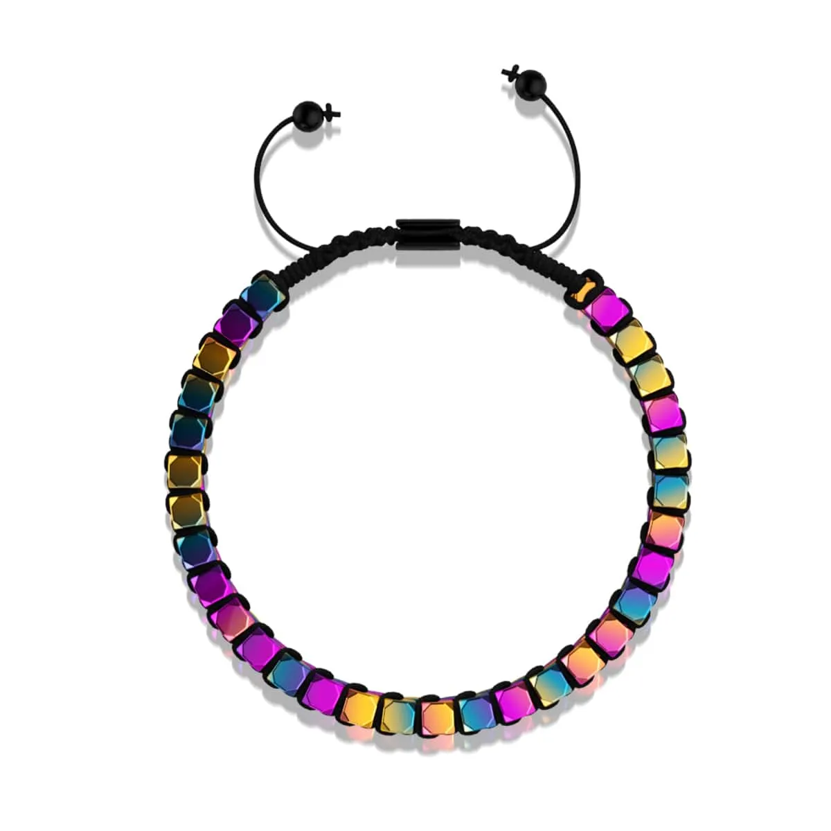 Sacred Geom | Rainbow Hematite | Gunmetal | Octahedron Bracelet