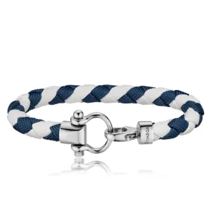 SAILING BRACELET - WHITE AND DARK BLUE BRAIDED NYLON