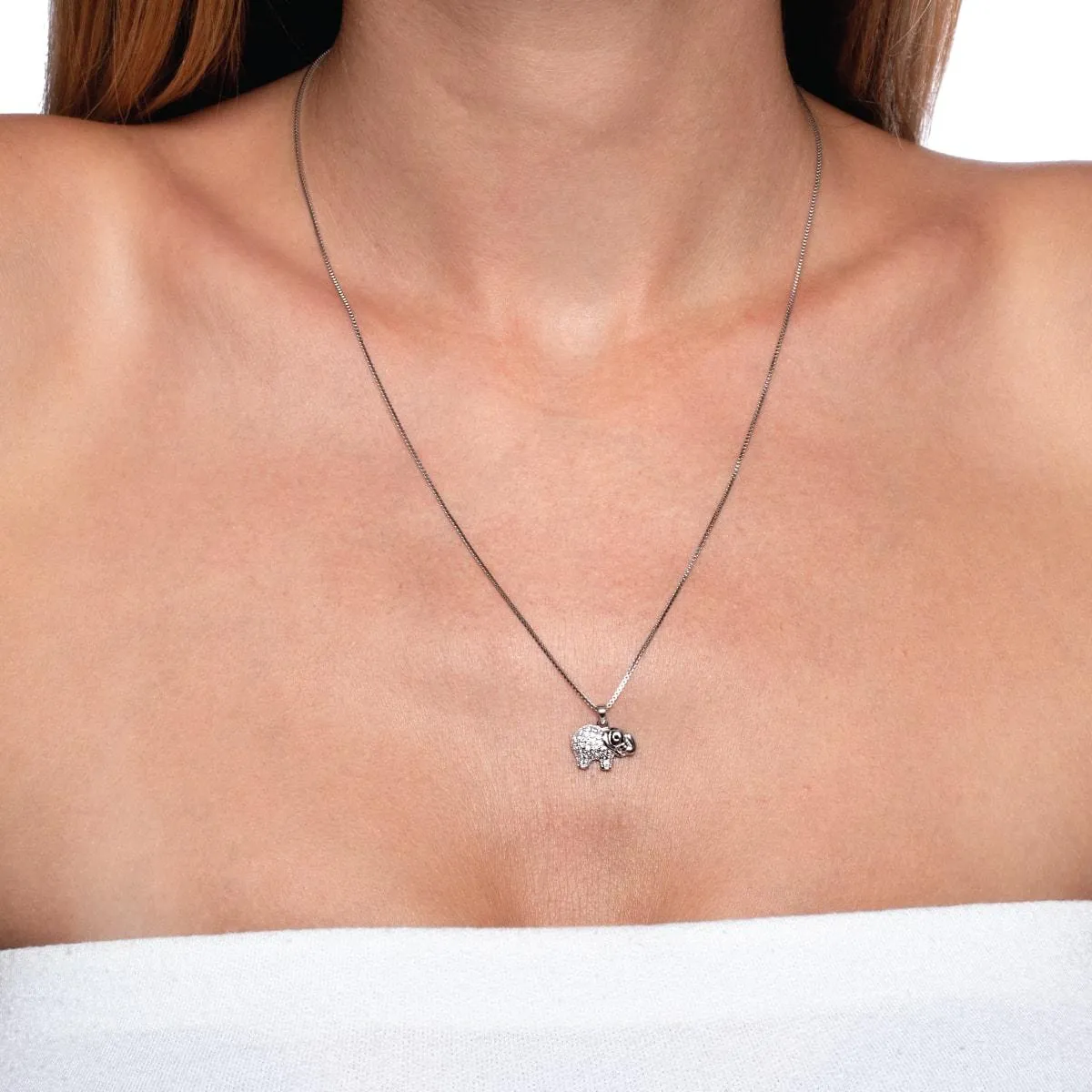 Sanctuary | .925 Sterling Silver | Crystal Elephant Infinity Clasp Necklace
