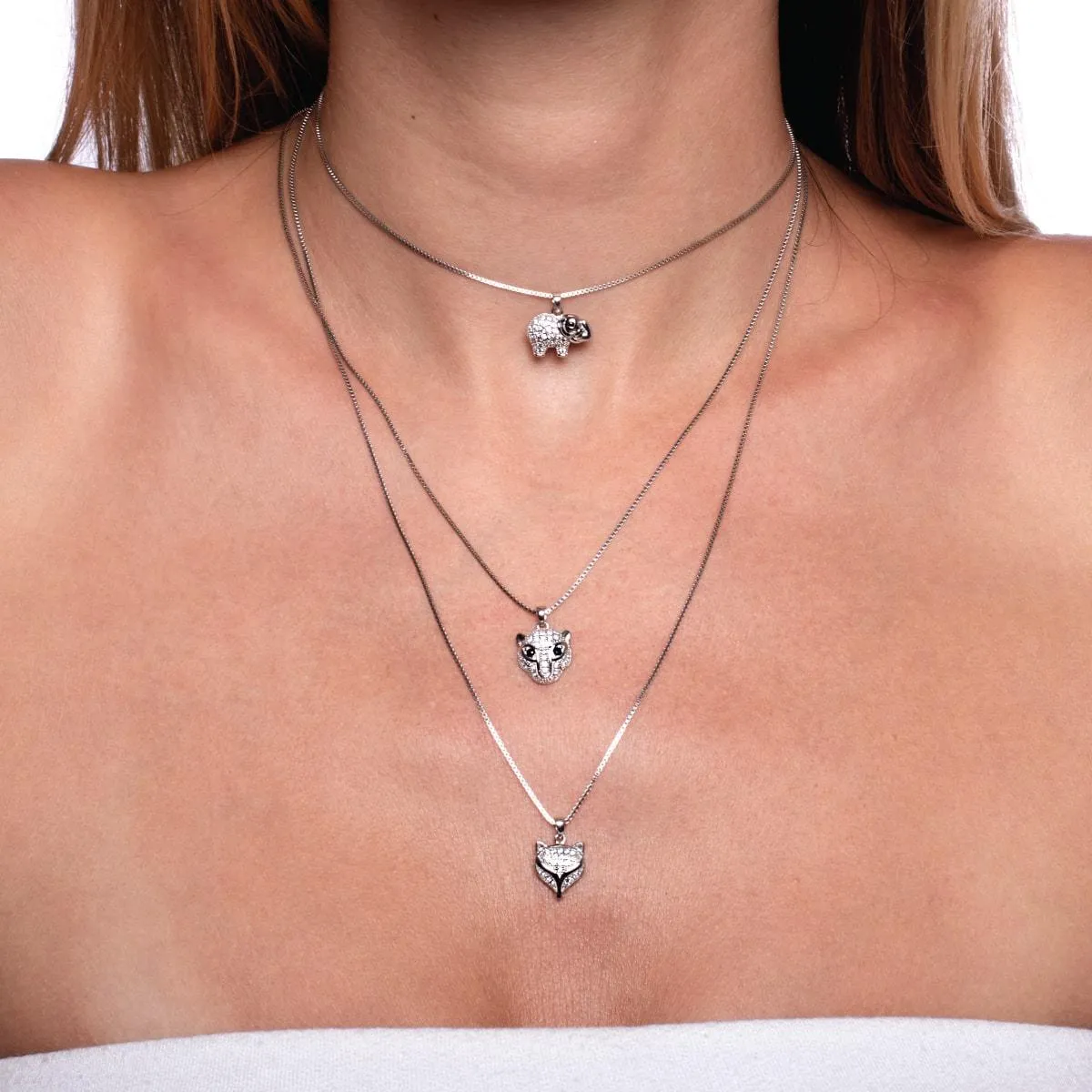 Sanctuary | .925 Sterling Silver | Crystal Elephant Infinity Clasp Necklace
