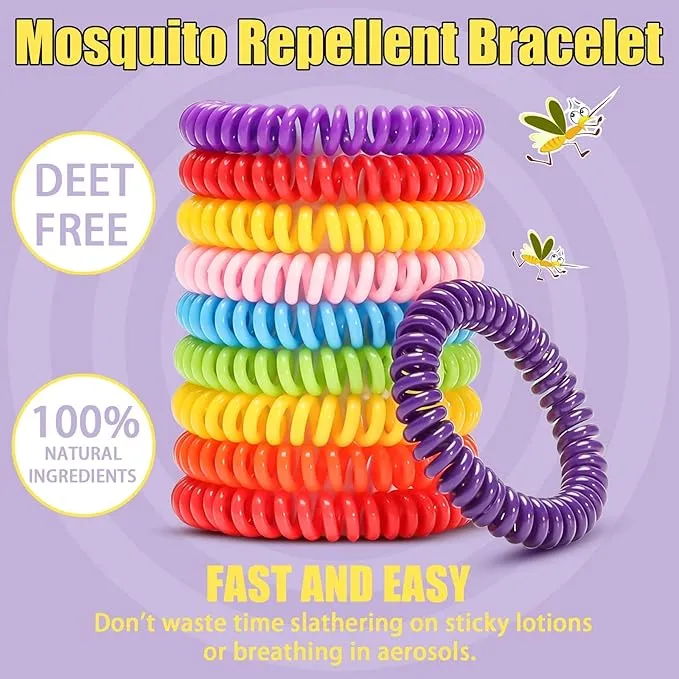 Scentpellent 48 Pack Waterproof Mosquito Bracelets with 60 Patches, Deet Free Citronella Mosquito Patches Bands, Mosquito Bracelets for Kids Adults Outdoor Hiking, Individually Wrapped
